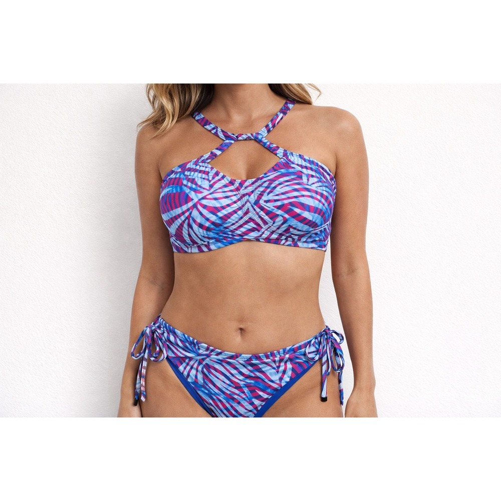 New Victoria's Secret Hi-Cut 2pc Sexy Bikini BLUE/PINK Women's size 34DD/SMALL